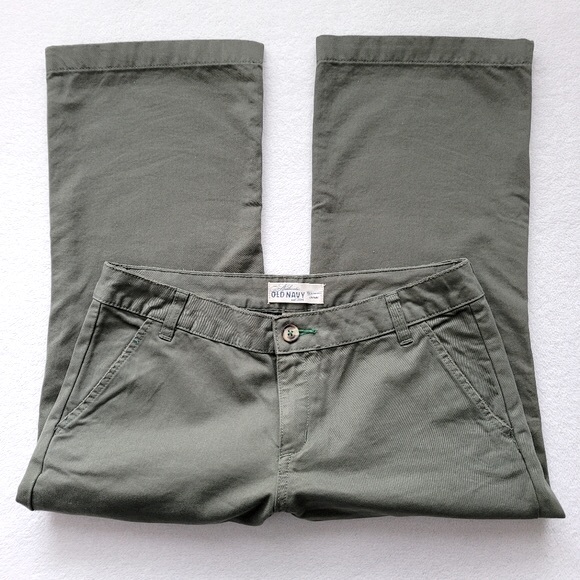 Old Navy Pants - Old Navy | Y2K Cropped Brushed Cotton Pants | Ladies 2 Low Rise Olive Gr…